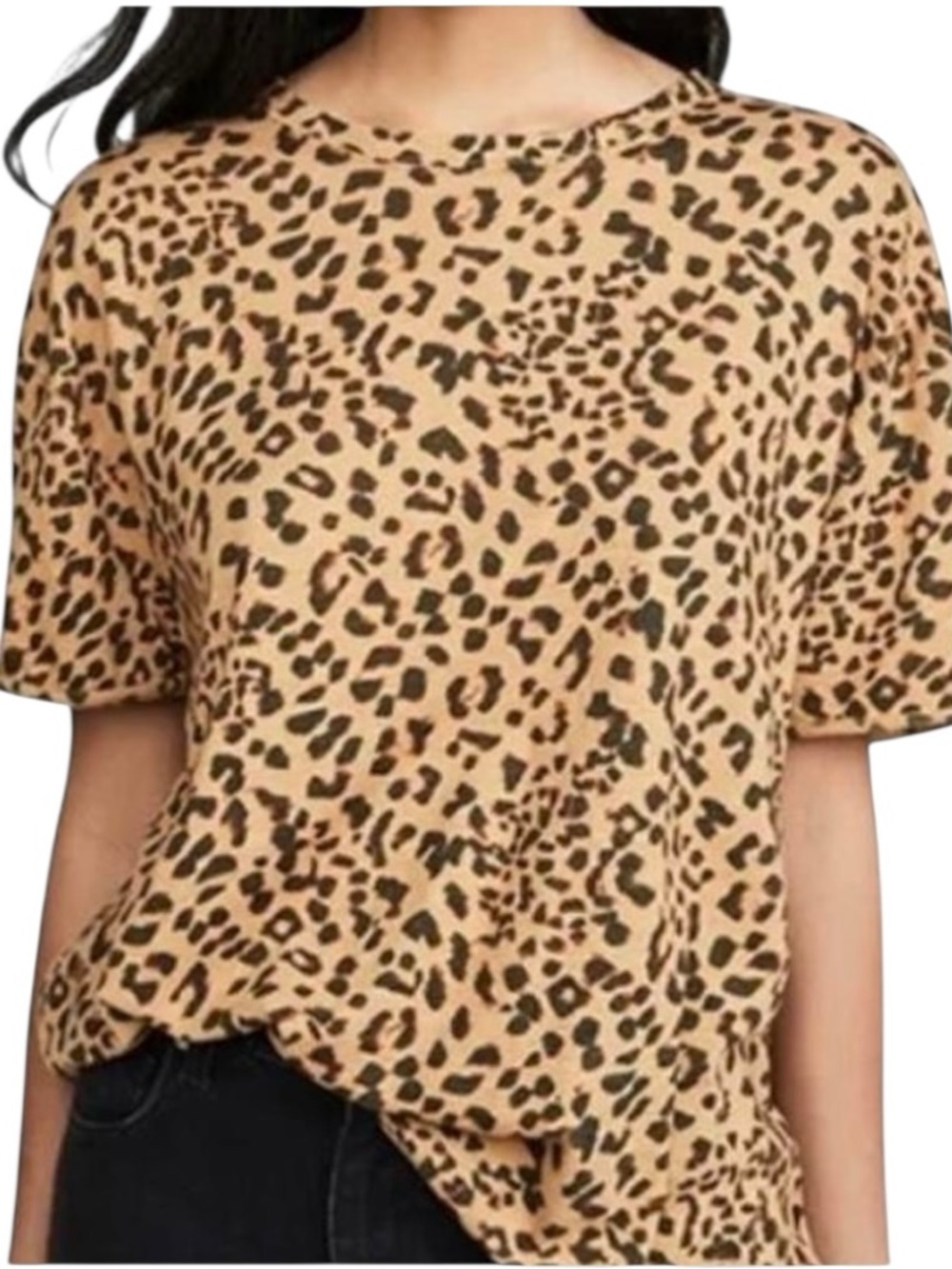 Free People We The Free Clarity Leopard Print Oversized Tee M Boxy Cotton Blend